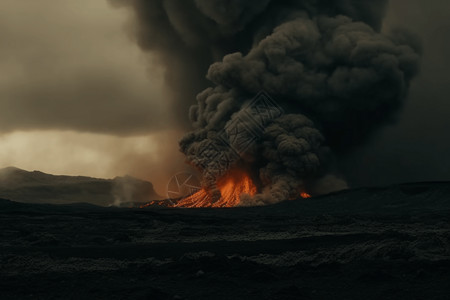 火山大爆发烟雾笼罩高清图片