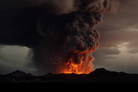 火山口喷出熔岩高清图片