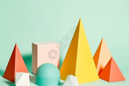 立体纸艺彩色几何背景设计图片