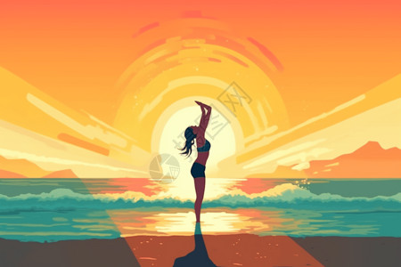 海边的健康瑜伽图片