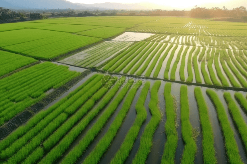 水分充足的杂交水稻种植图片