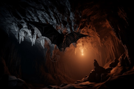 蝙蝠停留在洞穴里背景图片