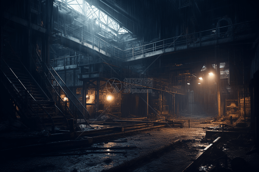 昏暗的工业环境图片