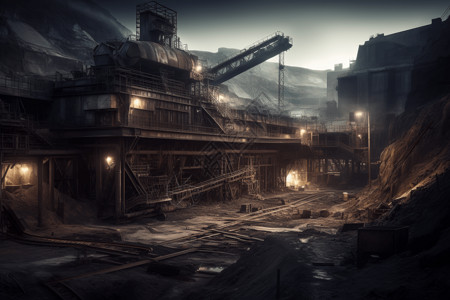 破旧的采矿基地背景图片
