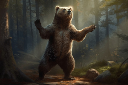 双脚站立起来的熊背景图片