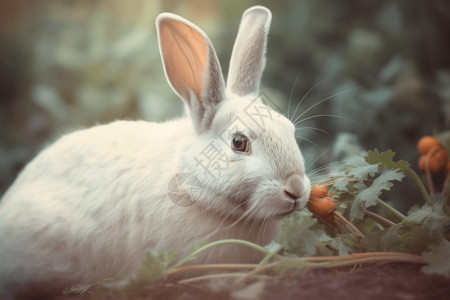 爱吃胡萝卜的兔子背景图片