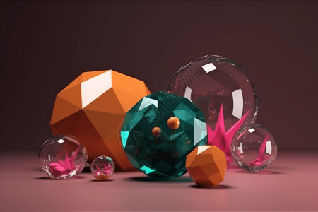 彩色几何形状玻璃球背景图片