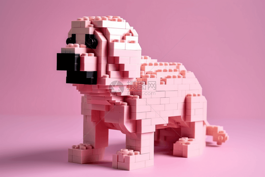粉红色的拼装玩具小狗图片