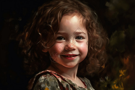 微笑的女孩肖像背景图片