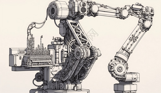 机械臂的技术线条图背景图片