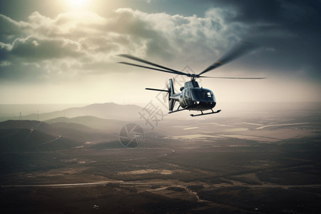 一架直升机在上空飞行高清图片