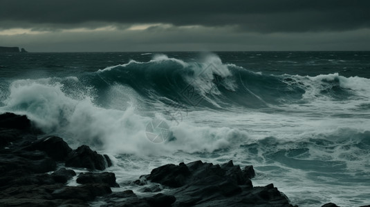 湍急起伏不定的海浪背景图片