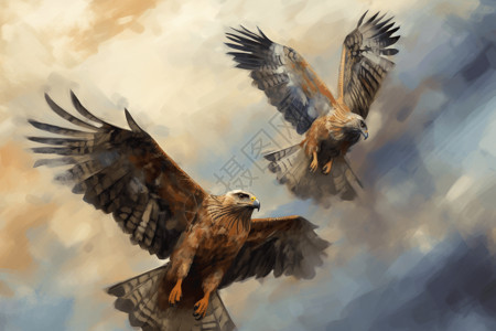 天空中自由飞翔的老鹰图片