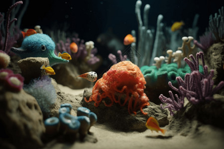 珊瑚礁上的海洋生物图片