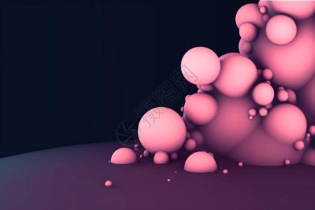渐变粉色球的抽象场景图片