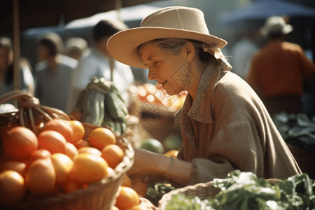 在农贸市场采购的女人高清图片