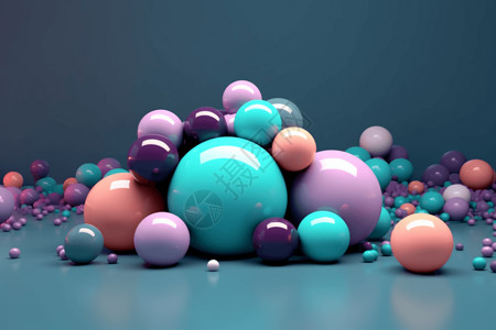 彩球堆积抽象艺术背景图片