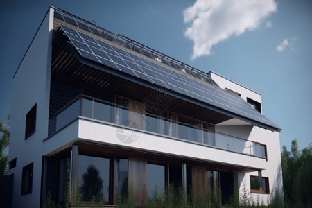 装备太阳能电池板的房屋图片