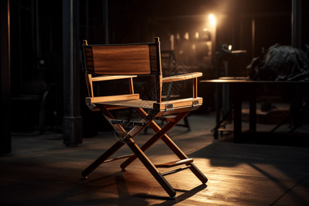 木椅模型电影布景上的导演椅模型背景