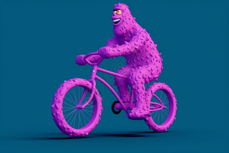 紫色雪人卡通自行车背景图片