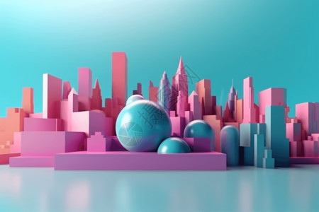 3d渲染彩色城市图片