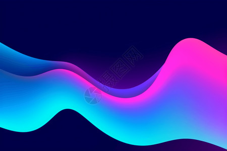 七彩波浪形状3D插图背景图片