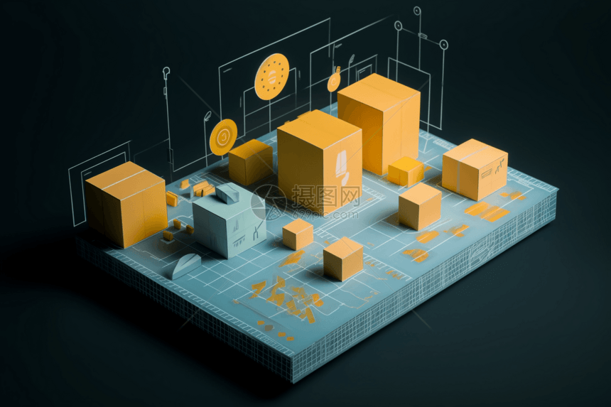 静物供应链创意渲染图片