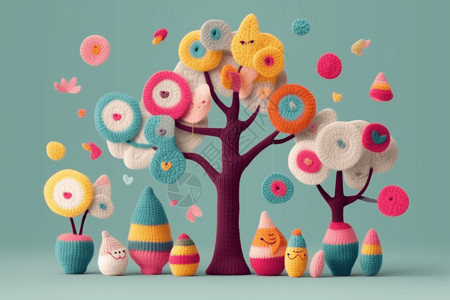 创意编织树木的儿童教育背景图片