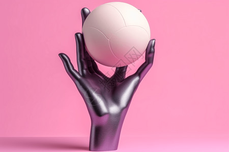 人体3D模型人体模型手握球粉色背景背景