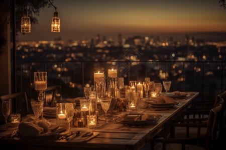 沙滩烛光晚餐优雅的餐桌设计图片