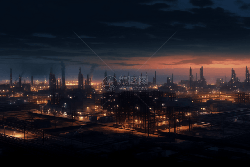 夜晚的现代工厂图片