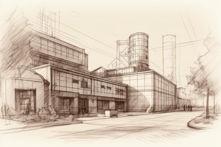 现代工业建筑景观背景图片