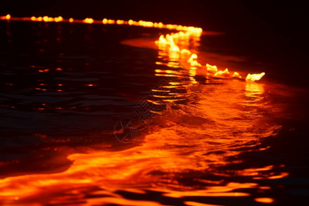 水面上的火光图片