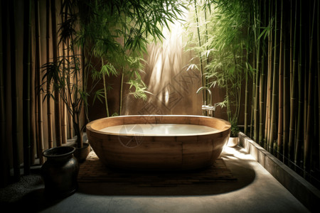 日式浴缸图片背景图片