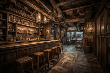 复古酒吧的内部背景图片