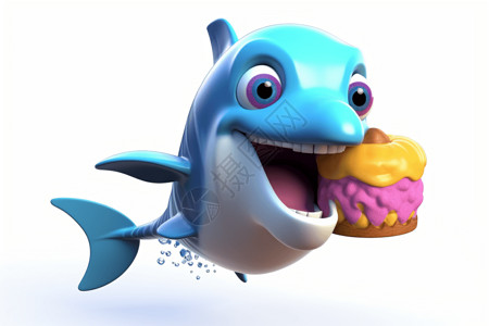 有趣的海豚3d插图背景图片