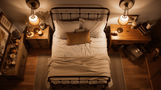 铁床复古乡村卧室设计图片