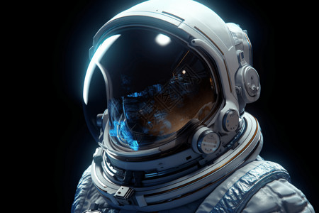 3D宇航员头盔和上半身的特写镜头背景图片