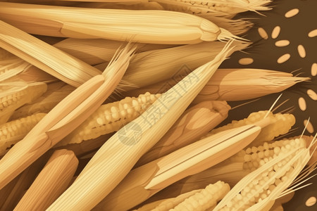 燕麦特写用作生物质燃料的玉米秸秆插画