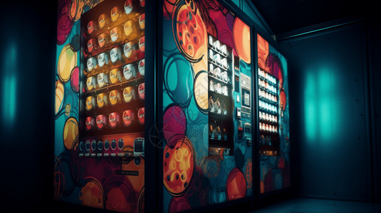 抽象图案的自动售货机高清图片