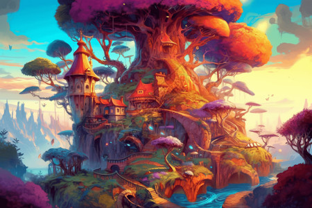 童话树屋美轮美奂的童话世界设计图片