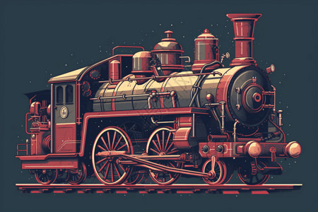 蒸汽机的所有组件插画