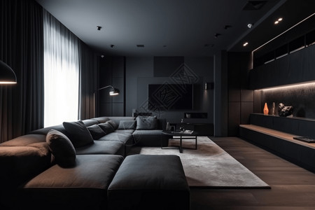 电视音响素材昏暗的客厅设计图背景