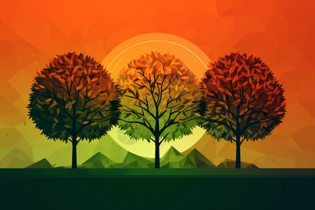 彩色渐变的树木背景图片