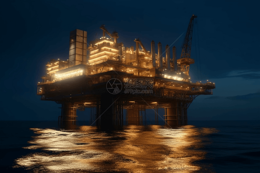 海上的石油机器图片