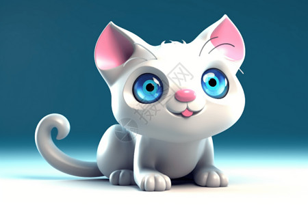 3D炫酷三维可爱猫咪插画