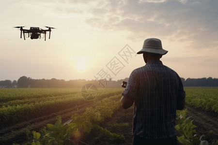 gps天线农民使用无人机背景