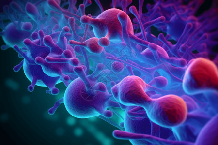 3D蓝紫色的细胞模型背景图片