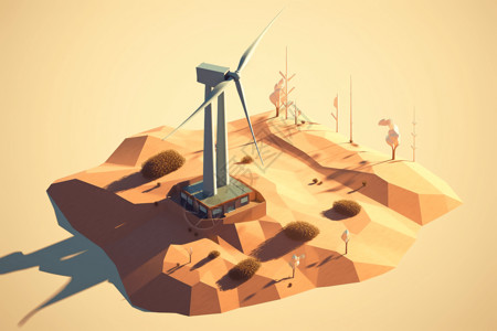 沙漠里的风车发电机图片