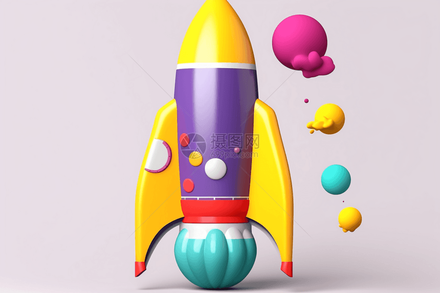 创意合成的彩色火箭图片